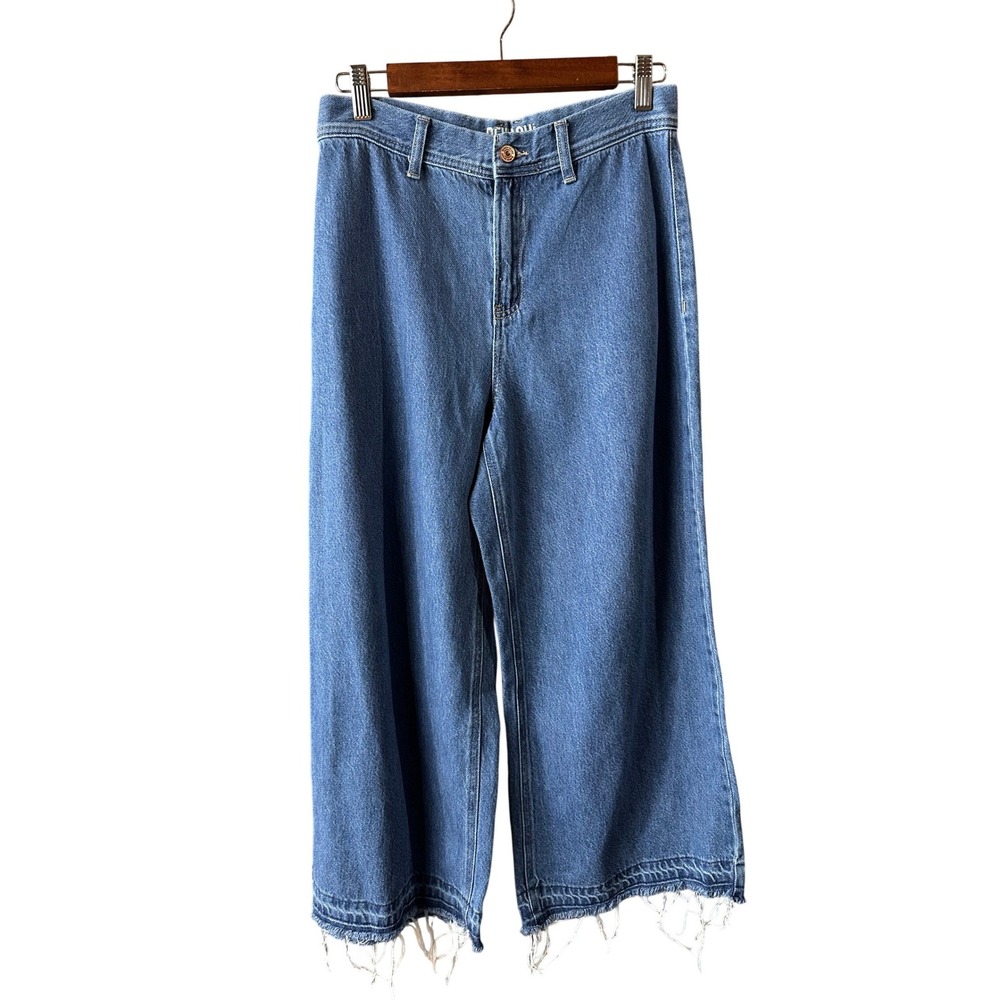 Rewash Jeans Super High Rise Wide Leg Raw Hem Denim Pants Size 7 28 Blue Medium